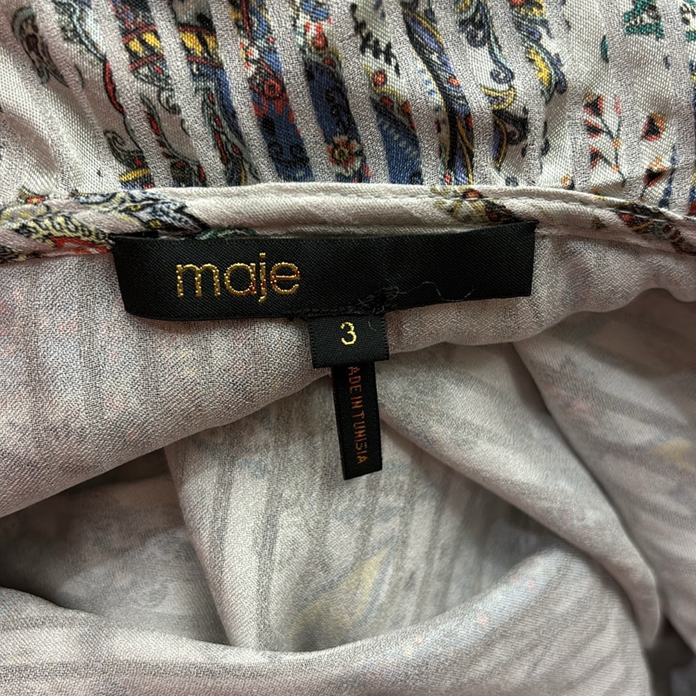 MAJE Boho Ruffled Loodie Striped Paisley Blouse Large - Picture 12 of 14